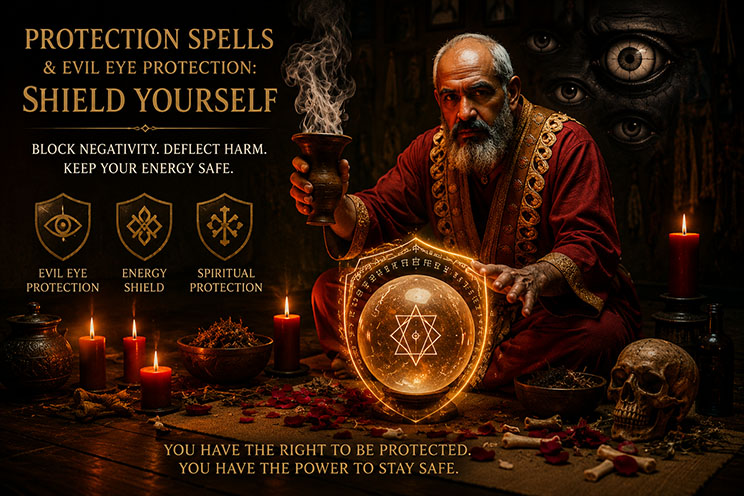 Louis Voodoo Priest performing protection ritual with black salt and iron nails
